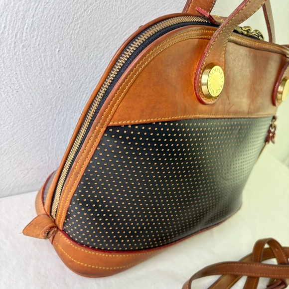 Dooney Bourke Vintage Satchel Crossbody Convertible Perforated Leather Bag Purse - Picture 6 of 16